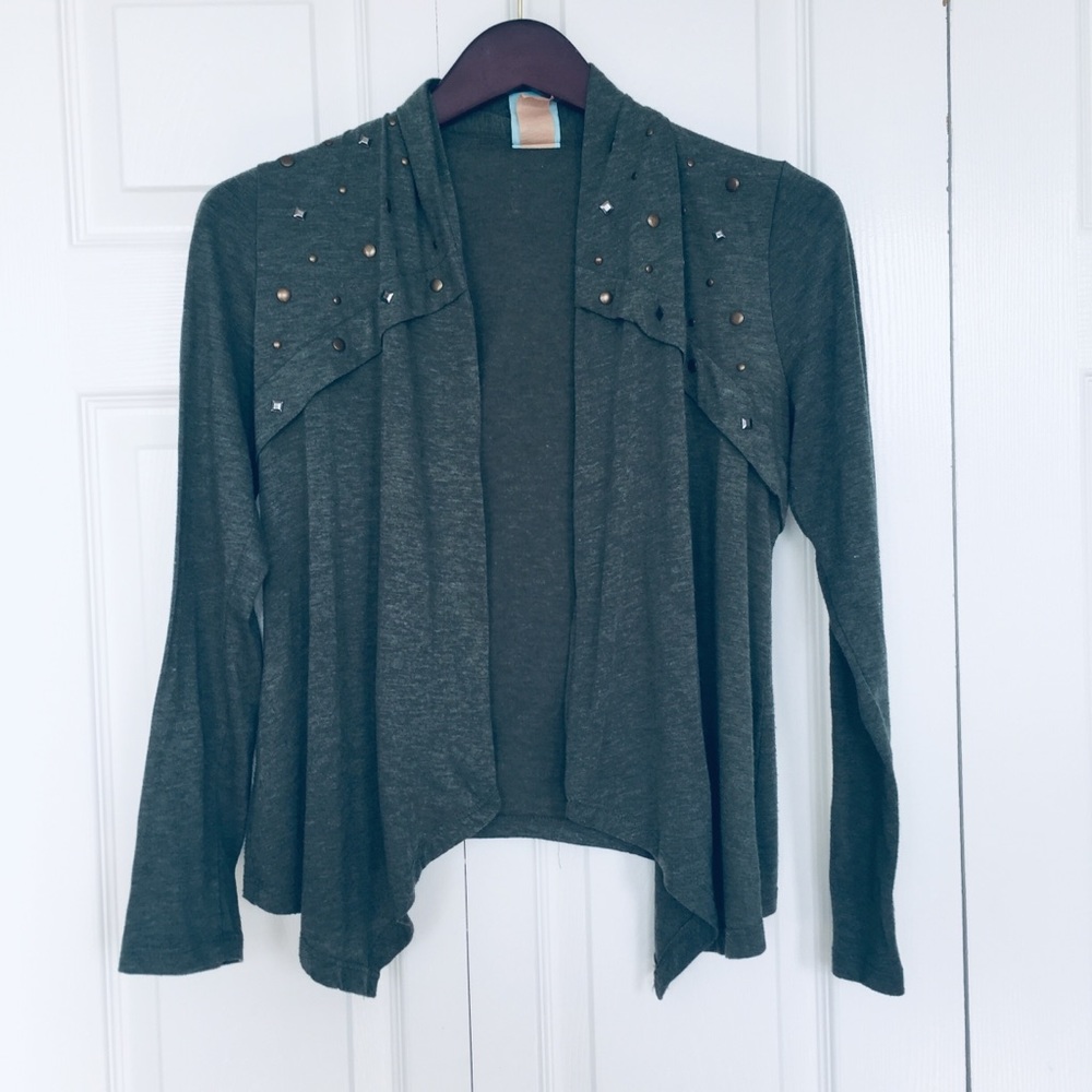 *3 for $12 sale*  Green cardigan with studs